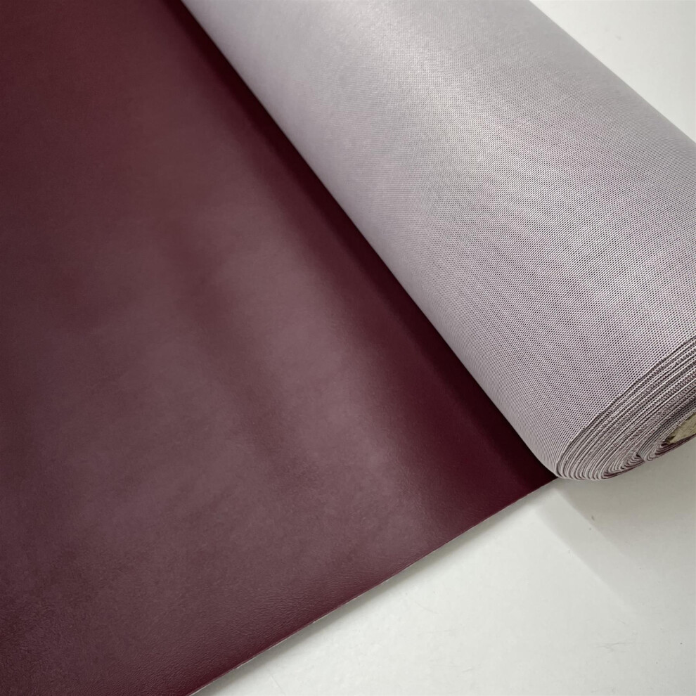 Fire-Resistant Faux Leather Vinyl Upholstery Fabric - Burgundy