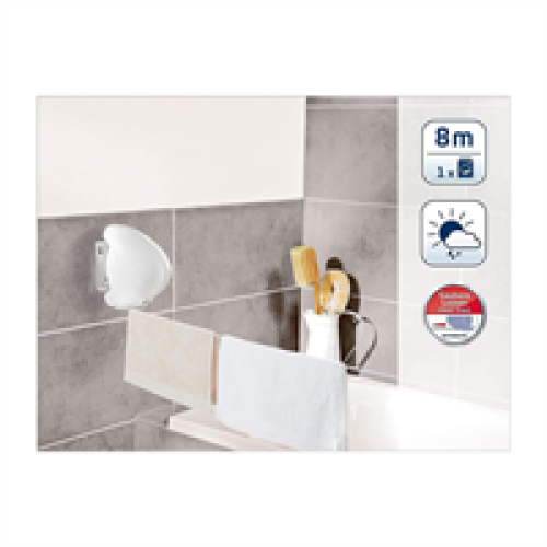 Leifheit Rollfix 80 Single Longline Wall Mounted Towel Rack - White 1