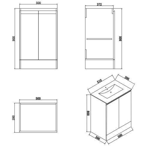 Waterproof 500mm Grey Vanity Unit with Basin 2