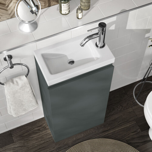 Waterproof 400mm Matt Grey Vanity Unit with Basin 1