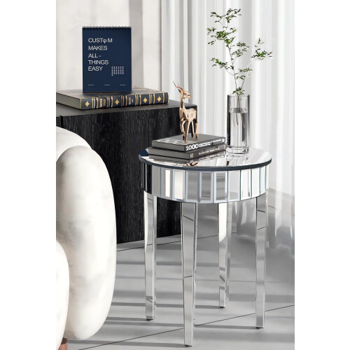 Comfy Living Circular Mirrored Side Or End Table