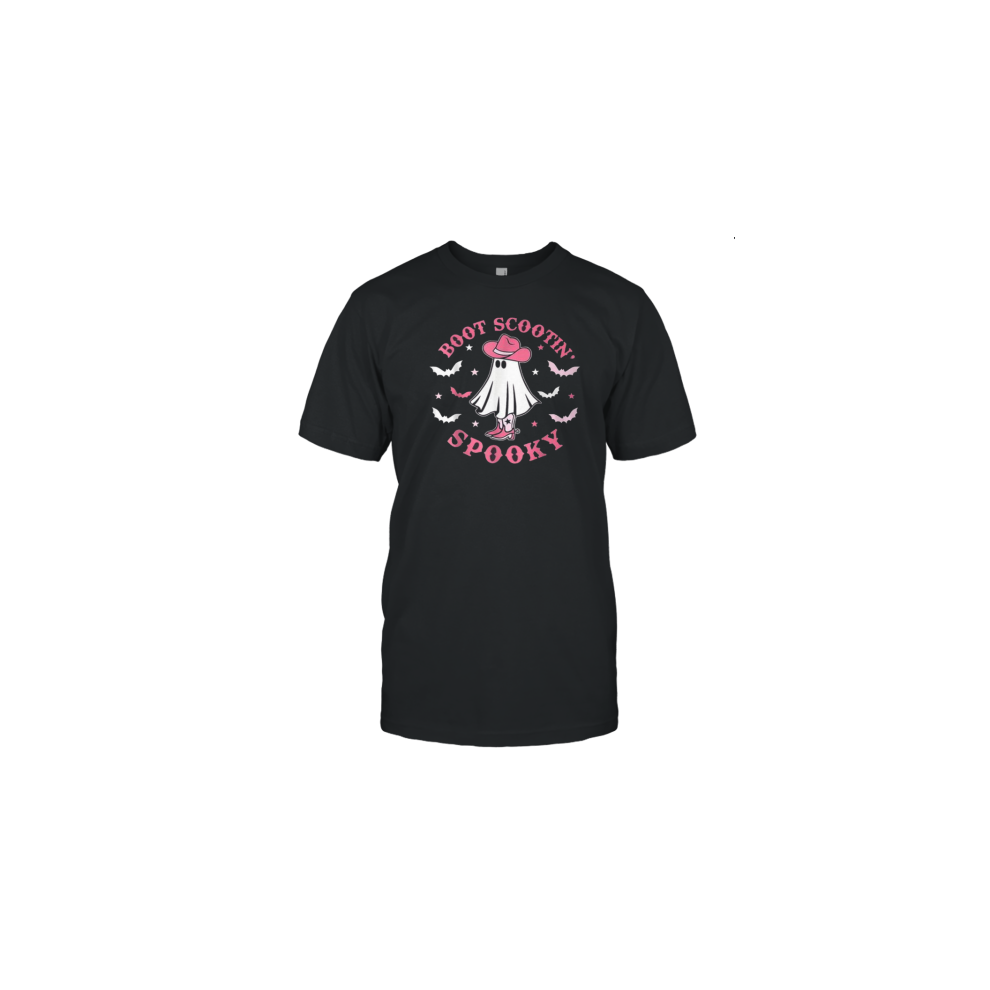 (M) Pink Western Halloween Cowboy Ghost Boot Scootin Spooky T-Shirt