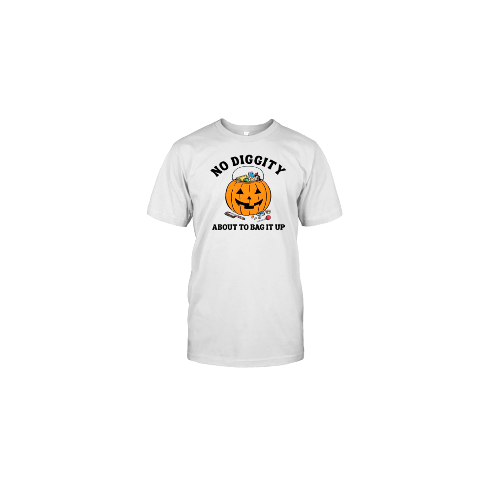 (L) Pumpkin No Diggity About To Bag It Up Halloween T-Shirt