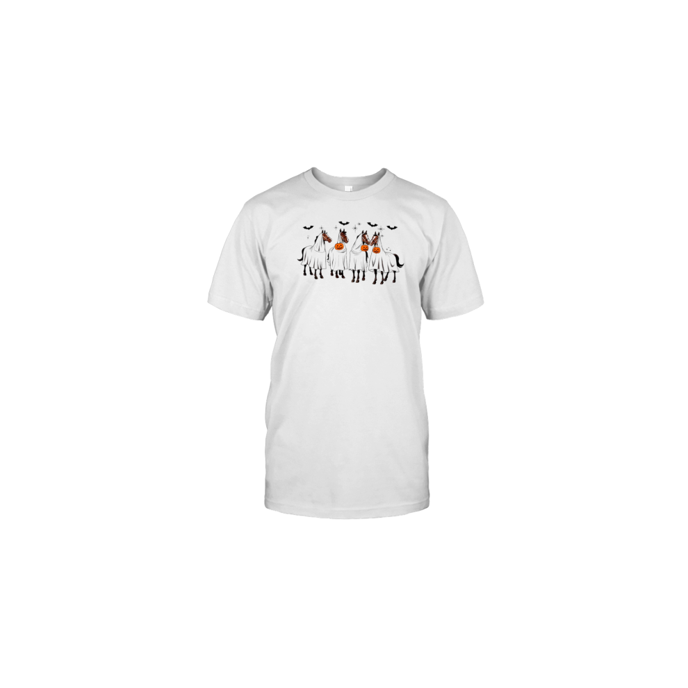 (XXXL) Halloween Ghost Horses Fall T-Shirt