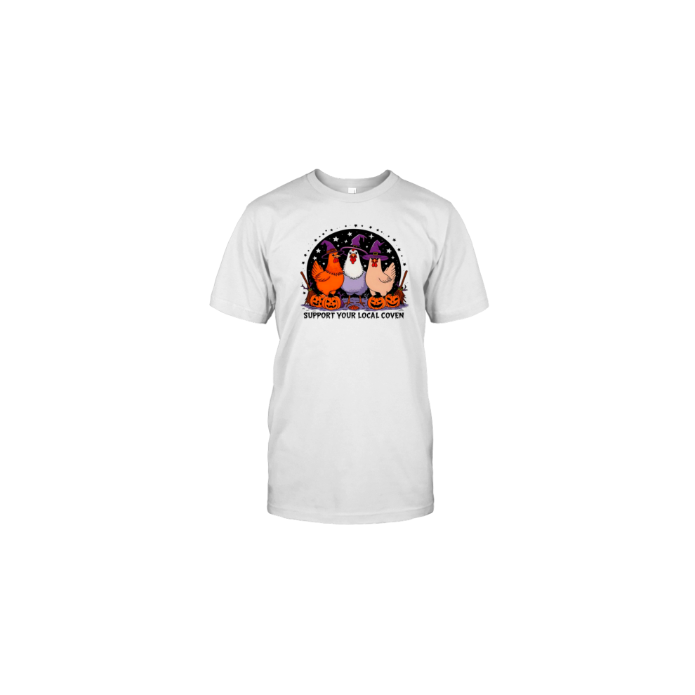 (XL) Halloween Chicken Support Your Local Coven T-Shirt