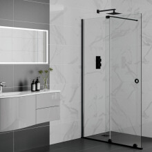 1600mm Sliding Wetroom Panel Black - 8mm