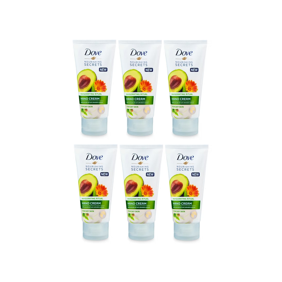 Dove Invigorating Avocado Hand Cream With Avocado Oil & Calendula Extract 6x75ml