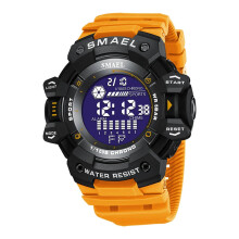 (ORANGE, CHINA) Mens Military Digital Watch LED Sports Alarm 50m Waterproof Wristwatch