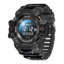 (CAMO GRAY, CHINA) Mens Military Digital Watch LED Sports Alarm 50m Waterproof Wristwatch