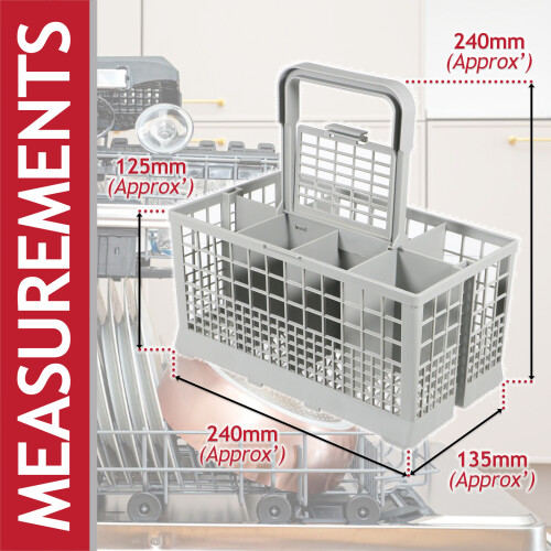 SPARES2GO Cutlery Basket Caddy Cage for Bosch Dishwasher (Removable Handle, 240mm) 1