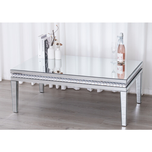 Comfy Living Mirrored Coffee Table with Crystal Detail