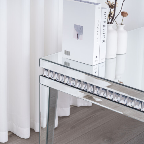 Comfy Living Mirrored Coffee Table with Crystal Detail 1