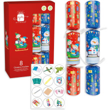 Novelty Evles And Snowman Christmas Crackers With Gifts & Party Hats Pack Of 8