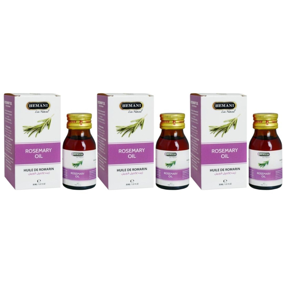 Hemani Rosemary Herbal Oil 30ml Pack Of 3 |Anti-dandruff|Stronger & Longer Hair Growth|Relieving Muscle Pain & Headaches |Essential & Multipurpose Oil