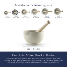 Milton Brook Mortar and Pestle, Vitrified Porcelain, Size 1, 11.2cm Diameter, White MB947003