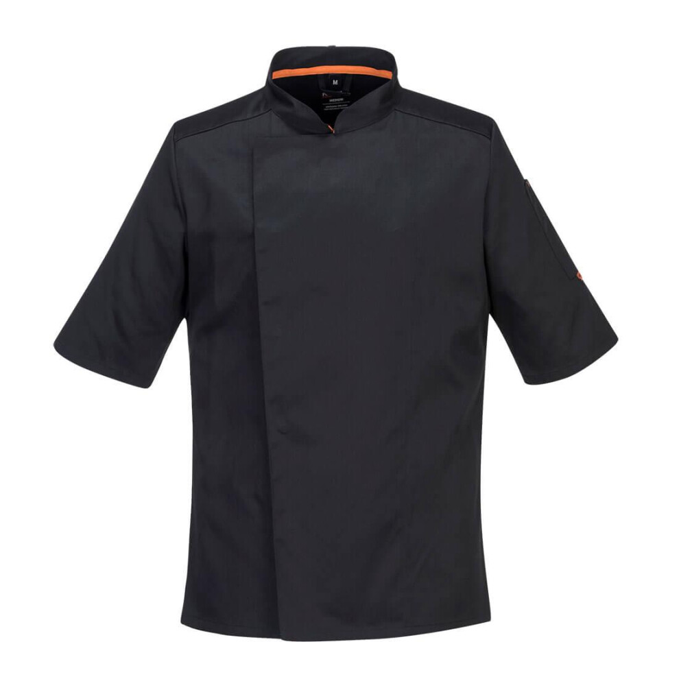 (XL, Black) Portwest Mens Pro Stretch Short-Sleeved Chef Jacket