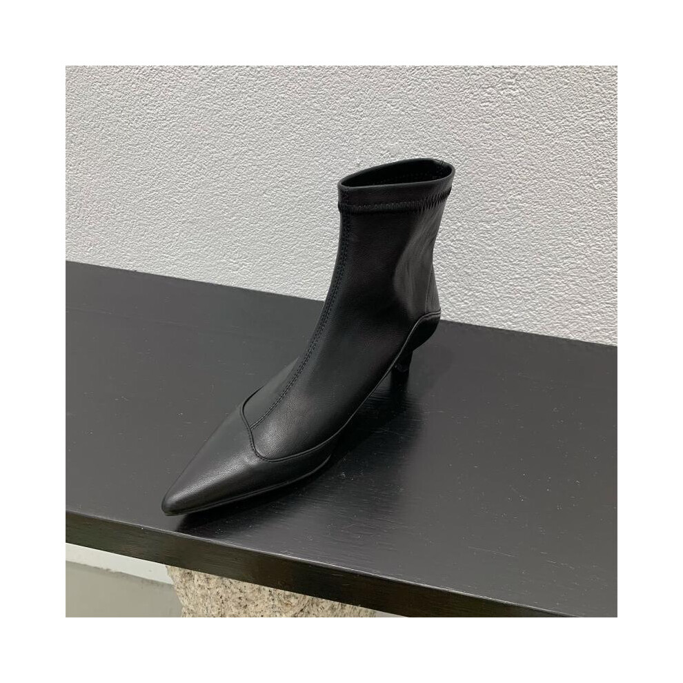 (Black, 35) Chic Womens Low Heel Ankle Boots Soft Pu Material Trendy Design Suitable For All Seasons