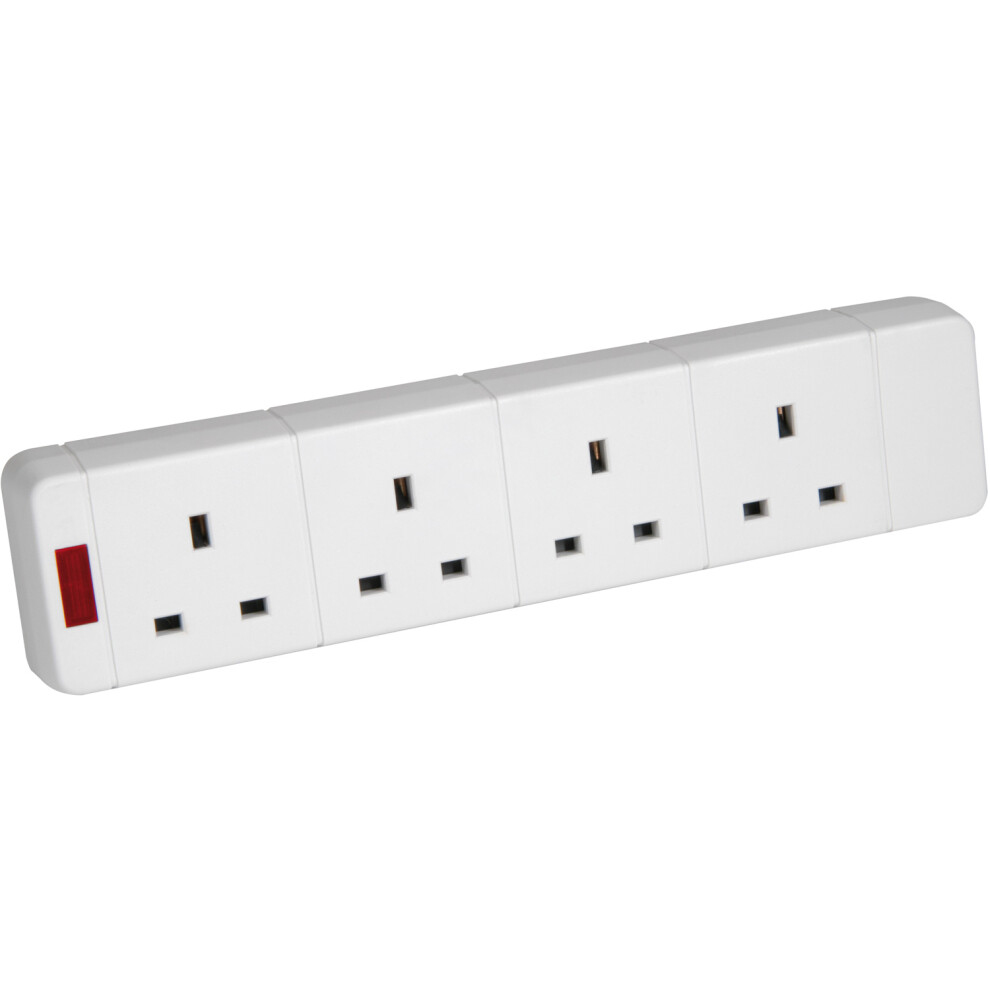 4 Gang Way 13A Trailing Socket With Neon Re-Wireable 5015972038031