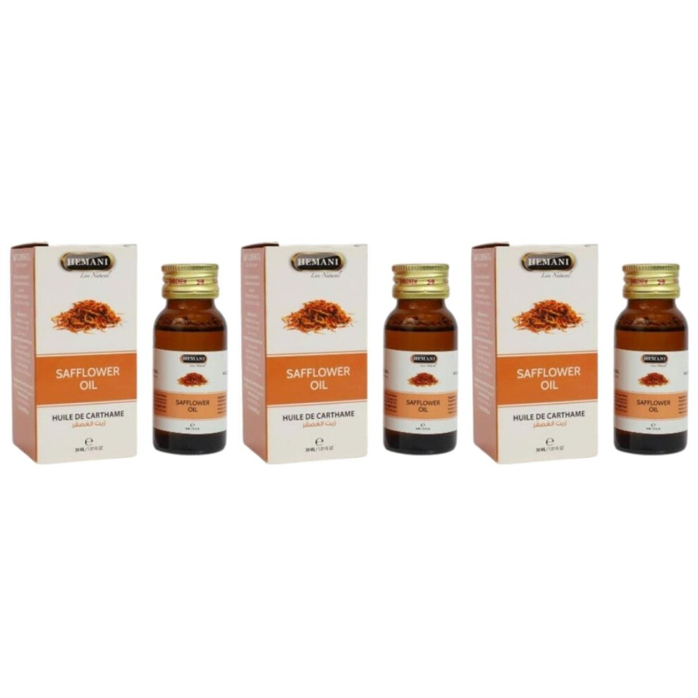 Hemani Safflower Herbal Oil 30ml Pack Of 3 |Balance Cholesterol Level |Weight Loss Supplement |Hair Growth Oil |Essential & Multipurpose Oil