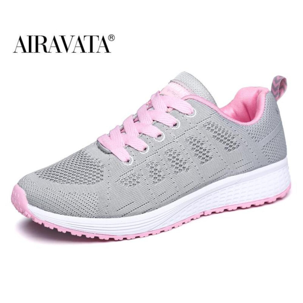 (grey,pink, 41) Women Light Breathable Sport Shoes Running Comfortable Mesh Lovers Sneakers