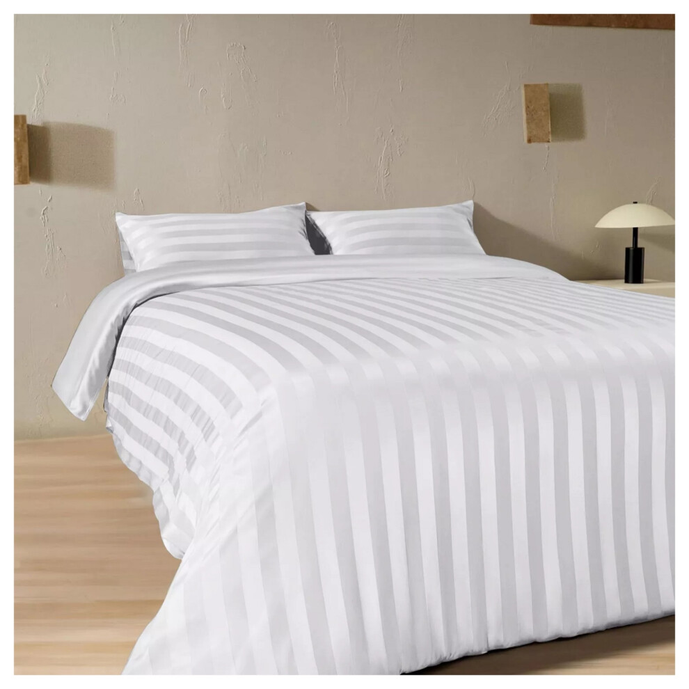 (Super King) Reversible Duvet Quilt Cover White Bedding Sets UK