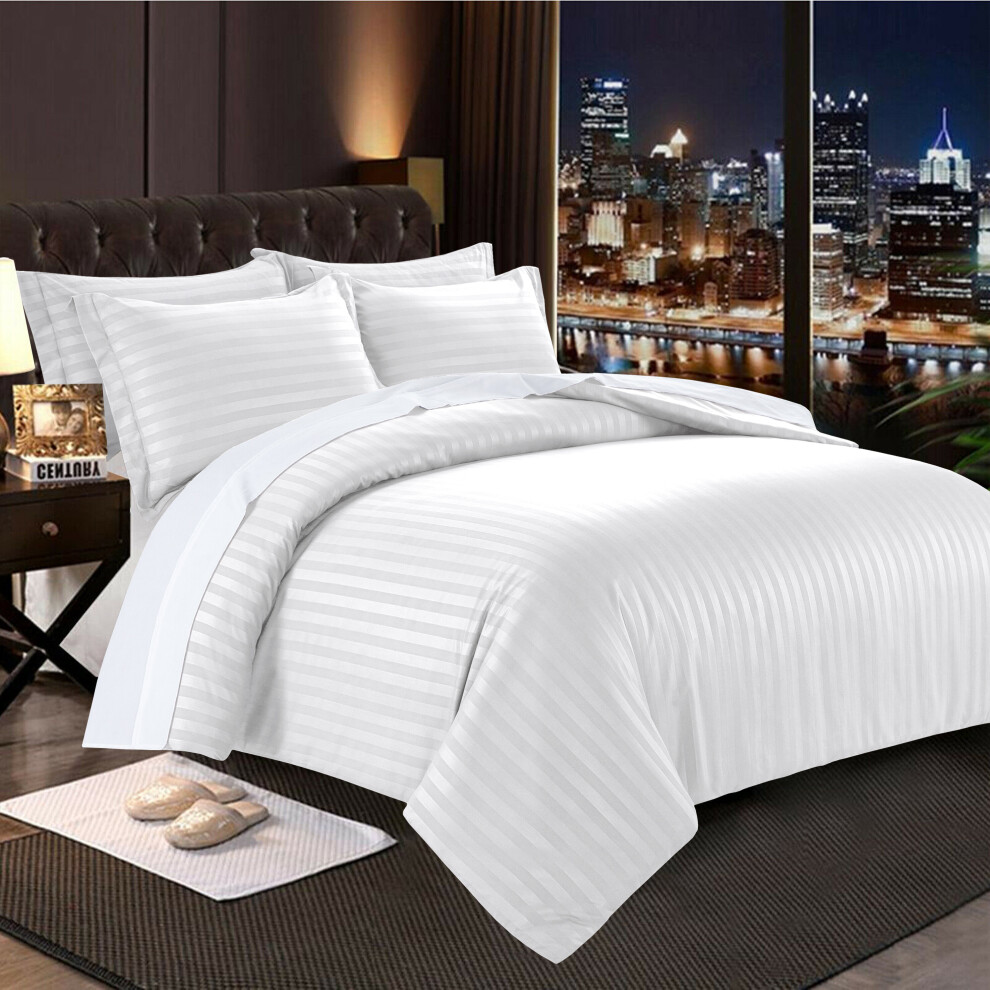 (King) Reversible Duvet Quilt Cover White Bedding Sets UK