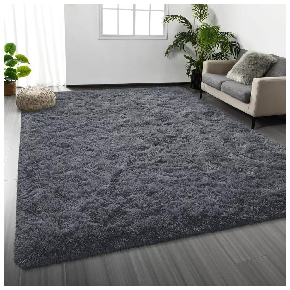 (120 x 170 cm (4ft x 5ft 6in), Grey) Xtra Large Area Rugs Nonslip Soft Shaggy Fluffy Rug Livingroom Bedroom Lounge Carpets