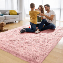 (200 x 290 cm (6ft 6in x 9ft 5in), Pink) Xtra Large Area Rugs Nonslip Soft Shaggy Fluffy Rug Livingroom Bedroom Lounge Carpets