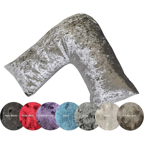 (Silver) Luxury Crushed Velvet V-Shaped Pillow 2