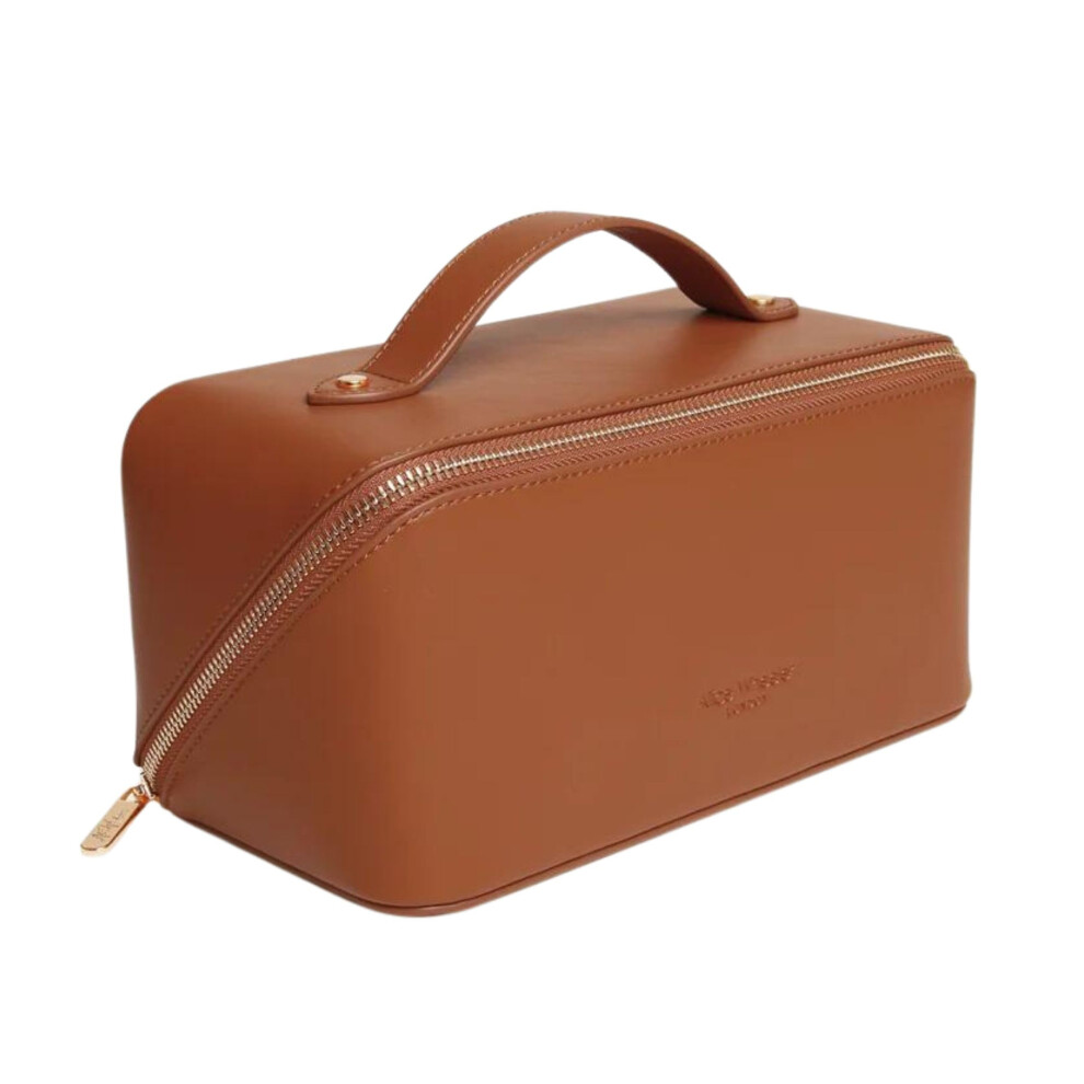 Alice Wheeler (Tan) Vegan Nappa Train Case Beauty Organiser
