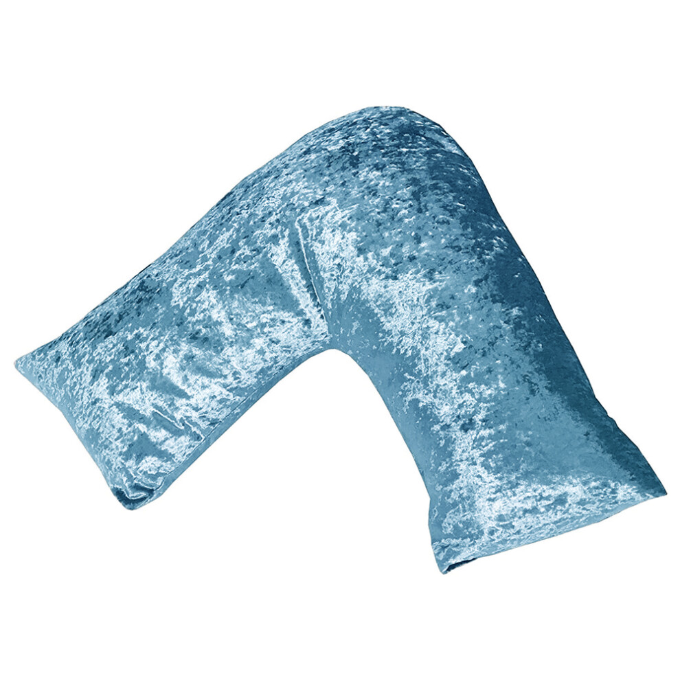 (Aqua) Luxury Crushed Velvet V-Shaped Pillow Lancashire Textiles