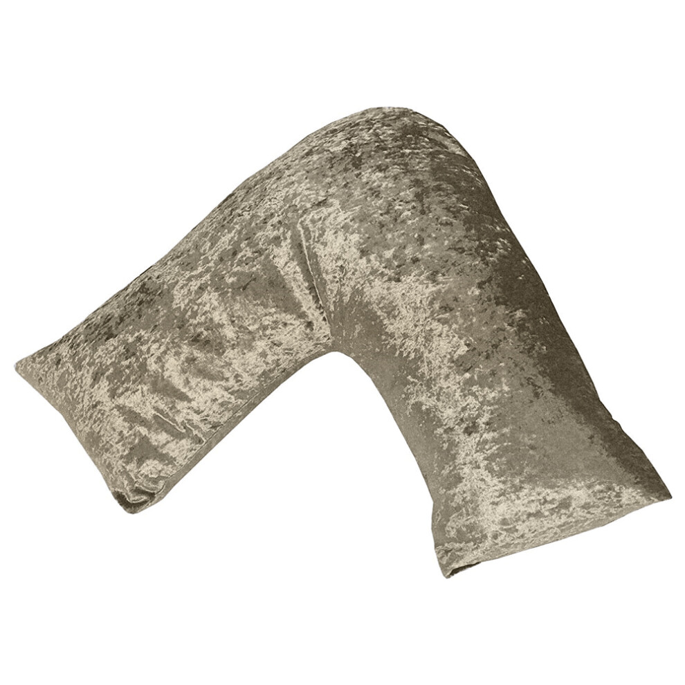 (Champagne) Luxury Crushed Velvet V-Shaped Pillow Lancashire Textiles