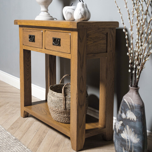 Elm Home and Garden Hallway Console table quality oak finished 2