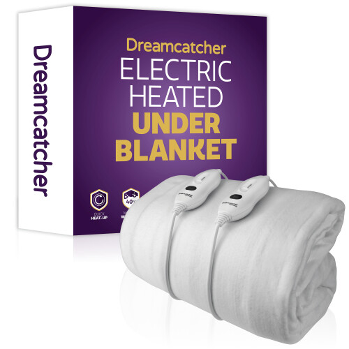Dreamcatcher King Size Electric Blanket Dual Control Heated Fitted Underblanket 203 x 152cm 3 Heat Settings, Machine Washable
