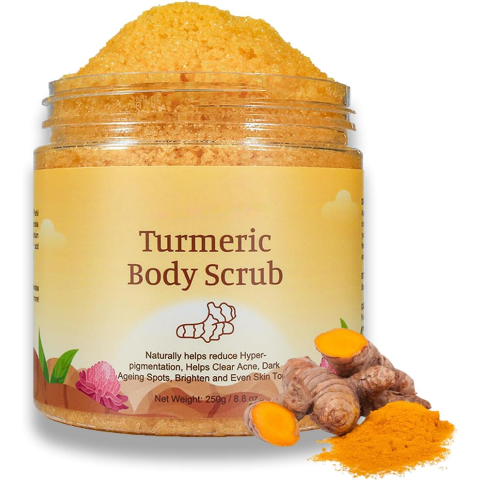 Okaqee Dark Turmeric Body Scrub - Remove Acne Spots - Turmeric Exfoliating Body Scrub - Smooth Skin Deep Cleansing Moisturizing