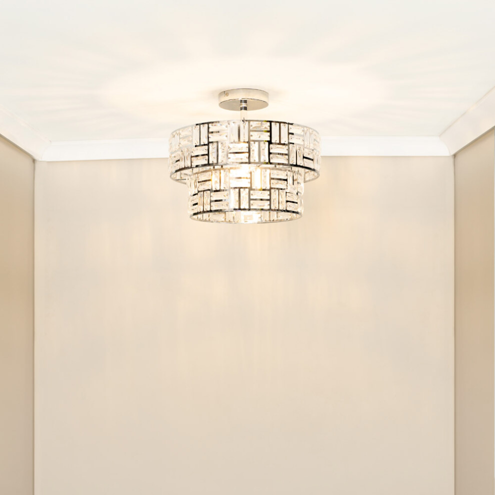 ValueLights Elise Silver Frame Acrylic Jewel Ceiling Pendant Light