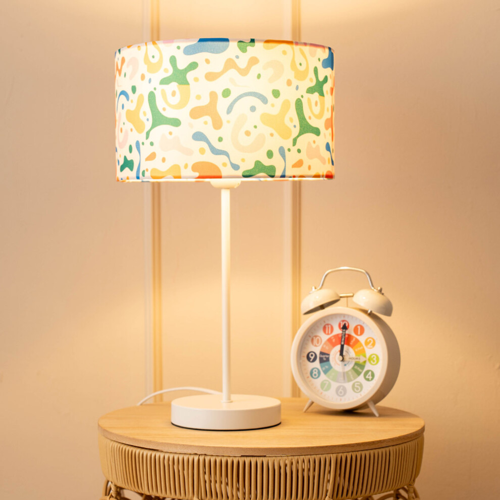 ValueLights Charlie White Stem Table Lamp with Abstract Lamp Shade