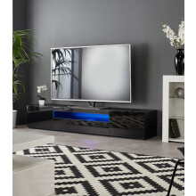 Matte-Gloss Black 200cm TV Stand Cabinet for 55-80 Inch LCD/LED Flat Screen TVs