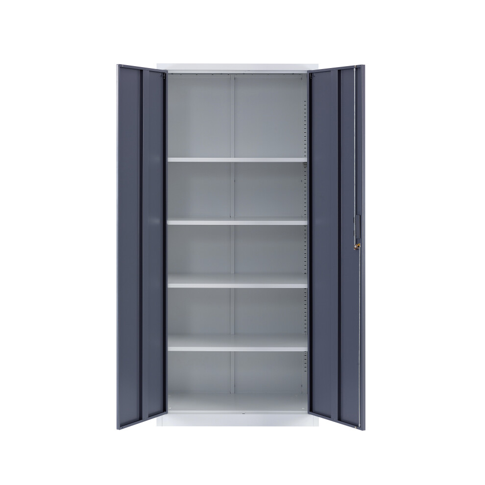 Metal Storage Cabinet - Closet Storage for Office, Bedroom, Living Room, Kitchen Lockable Storage Cabinet 4 Adjustable Shelves
