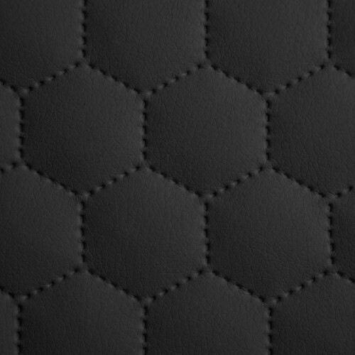 Quilted Faux Leather Fabric -  Hexagon Stitch - Black 1