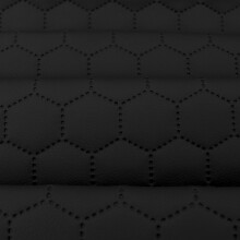 Quilted Faux Leather Fabric -  Hexagon Stitch - Black