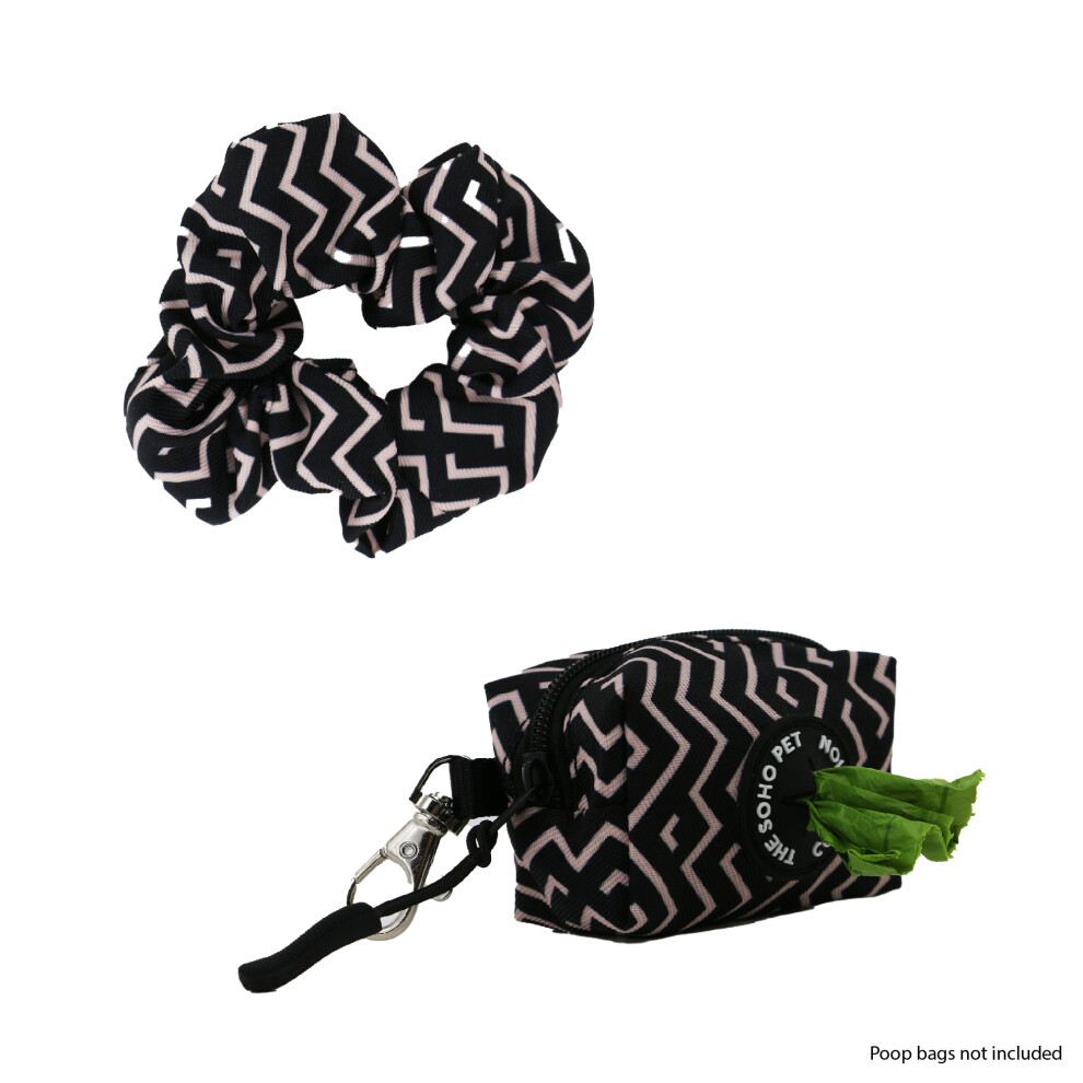 Ancol Zigzag Patterned Poop Bag and Scrunchie Set Lightweight Stylish Dog Puppy Pet Accessories