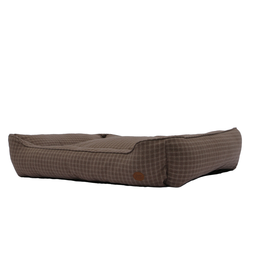 Ancol Brown Check Dog Bed Soft Machine Washable Non Slip Base Pet Puppy Cushion 84x105cm