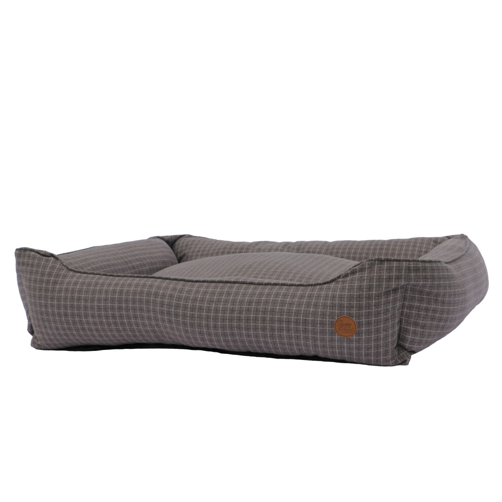 Ancol Grey Check Dog Bed Soft Machine Washable Non Slip Base Pet Puppy Cushion 84x105cm