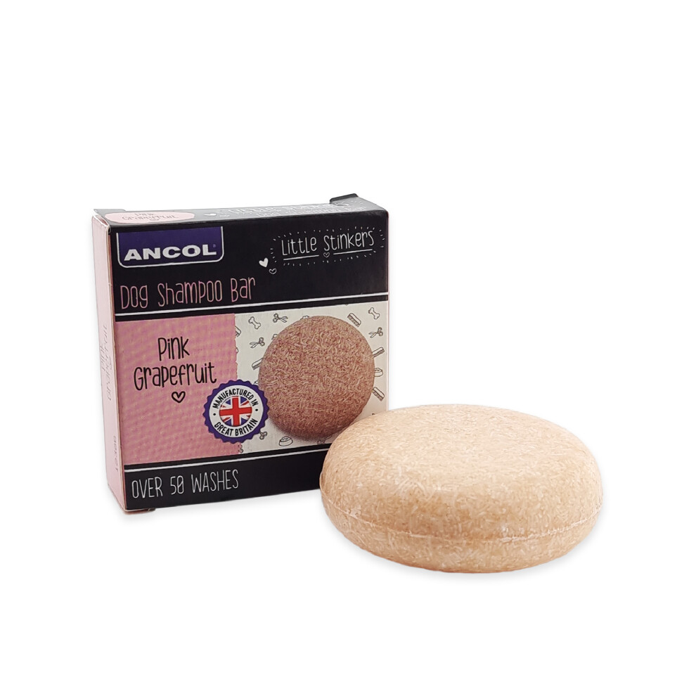 Ancol Little Stinkers Pink Grapefruit Dog Shampoo Bar Vegan Gentle Cruelty Free Pet Puppy Soap