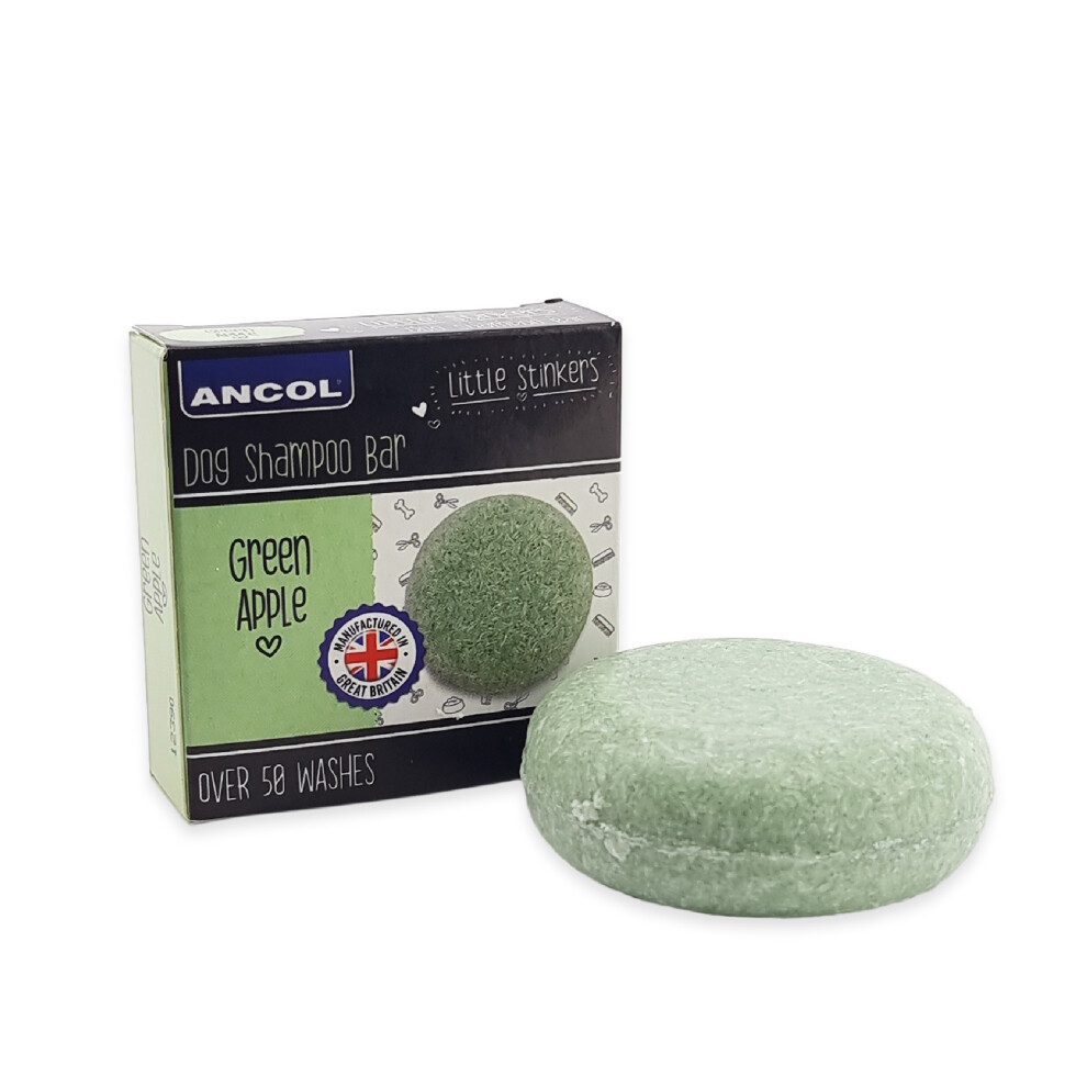 Ancol Little Stinkers Green Apple Dog Shampoo Bar Vegan Gentle Cruelty Free Pet Puppy Soap