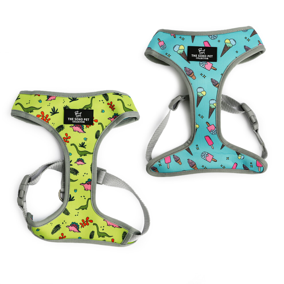 Ancol Dino Ice Cream Reversible Dog Harness Soft Breathable Secure Fit Lightweight Pet Puppy Lead XS