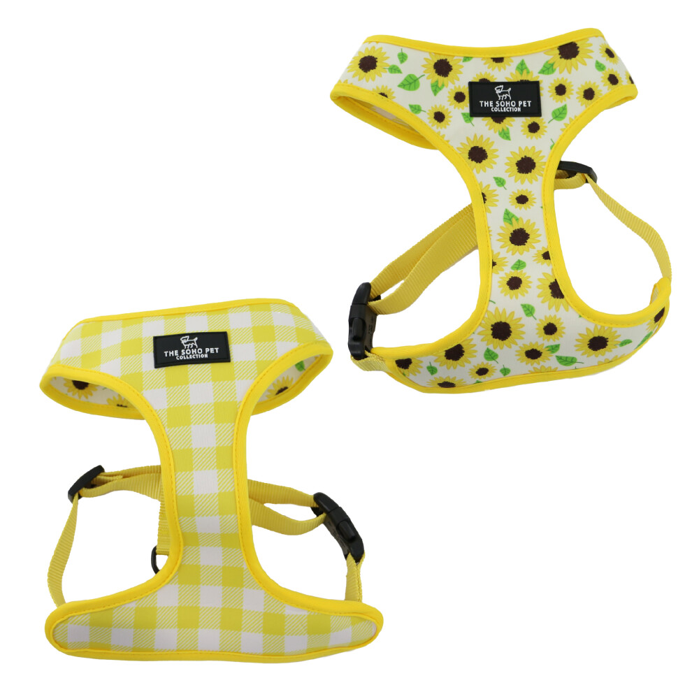 Ancol Sunflower Yellow Check Reversible Dog Harness Soft Breathable Secure Fit Lightweight Pet Puppy Lead XS