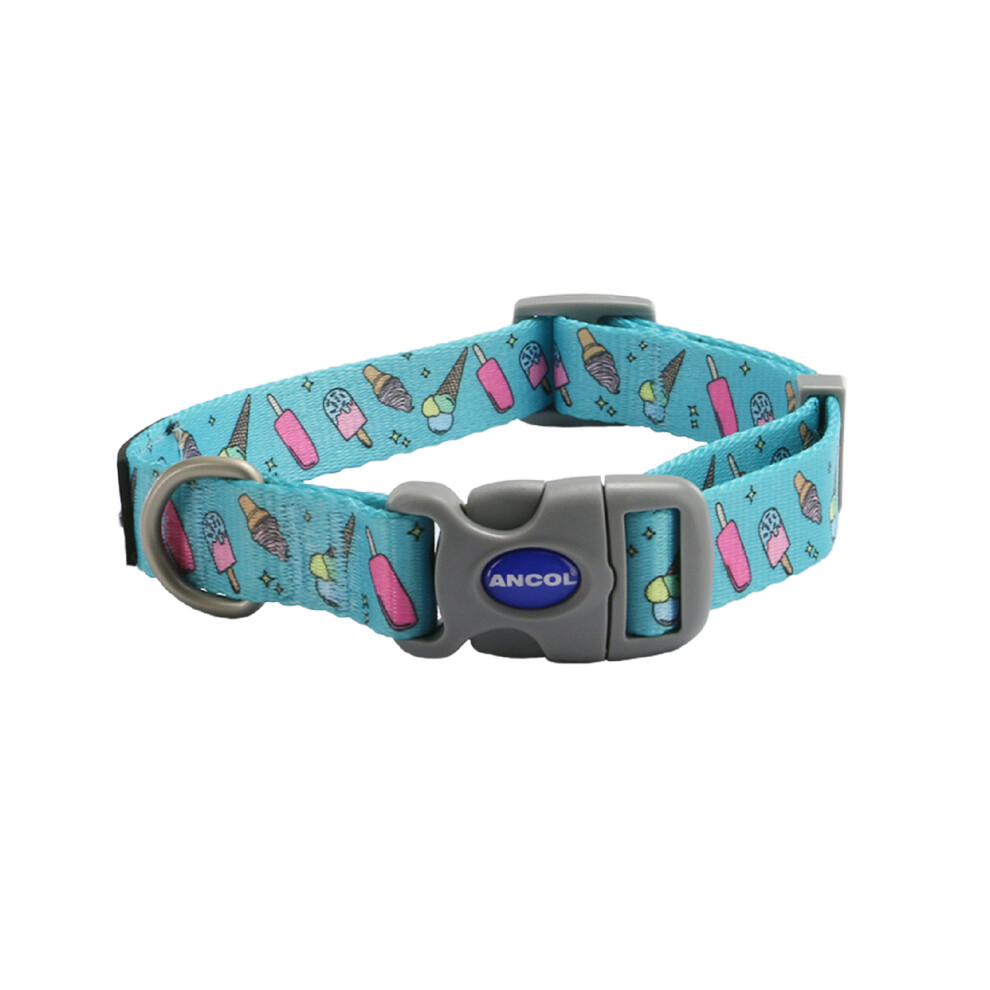 Ancol Ice Cream Patterned Round Dog Collar Secure Fit Soft Comfortable Stylish Pet Puppy Leash Medium