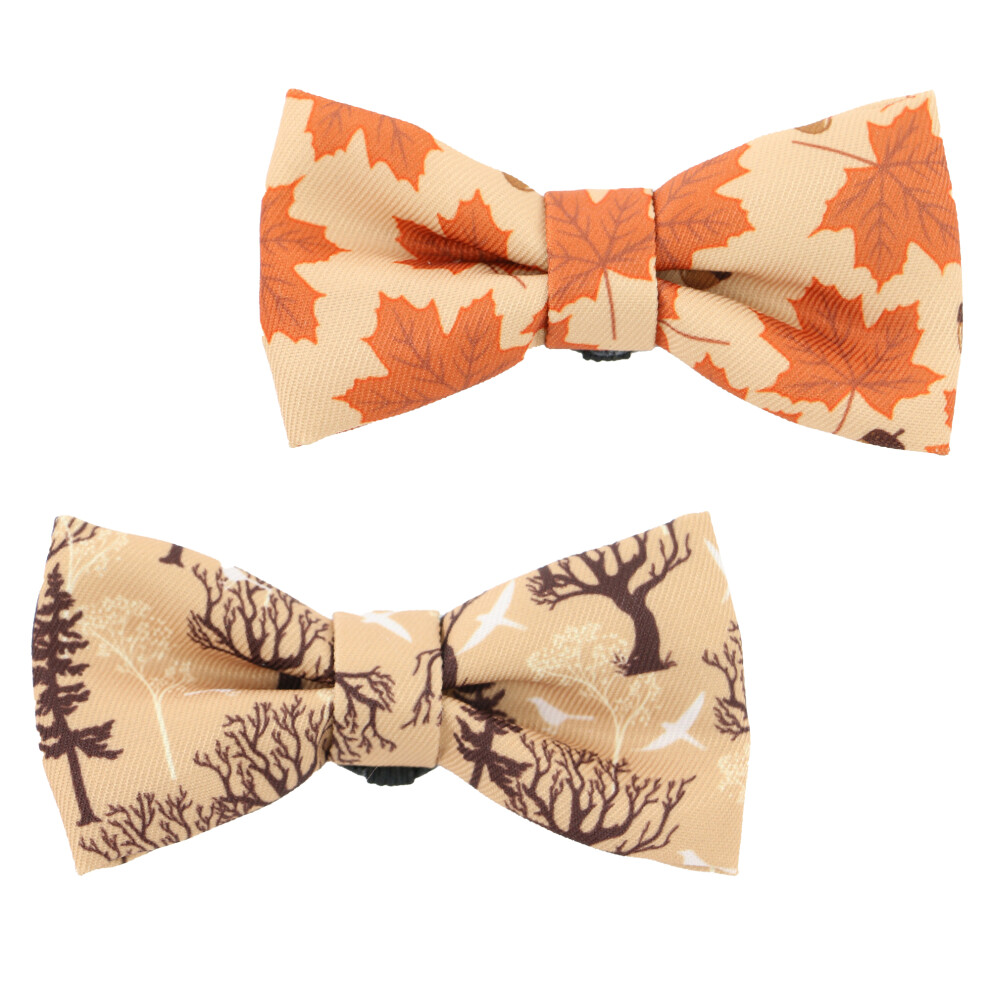 Ancol Maple Leaf Woodland Patterned Dog Bow Tie Stylish Adjustable Pet Puppy Collar Accessories Pack of 2